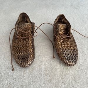 MARSELL WOVEN METALLIC DISTRESSED SHOES-SIZE 38